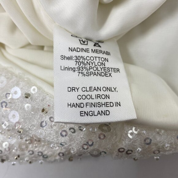 Nadine Merabi Leah White Sequin Dress Small - Picture 15 of 15